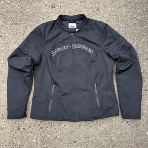 Vintage Harley Davidson Canvas Motorcycle Jacket Mens XL With Detachable Vest